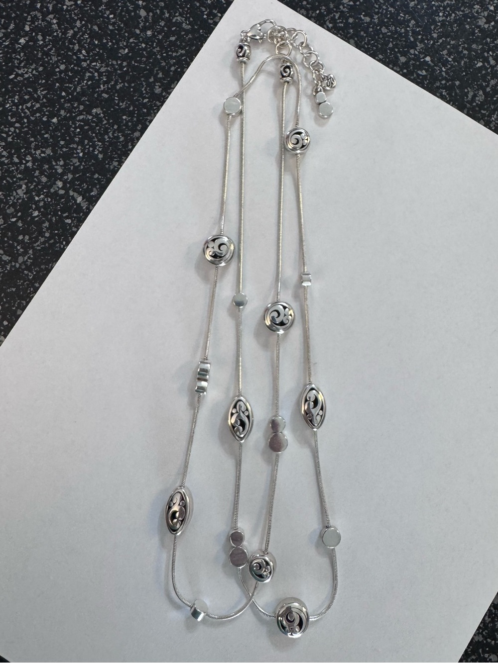 BRIGHTON Silver Tone Women's Long Station Necklace - Silver - Picture 4 of 6
